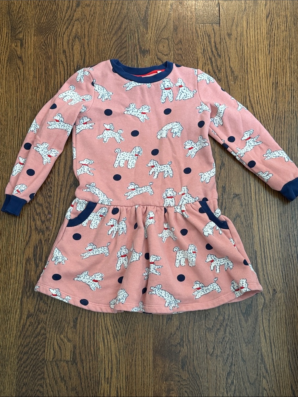 Girls Pink Dalmatian Print Long Sleeve sweatshirt Dress